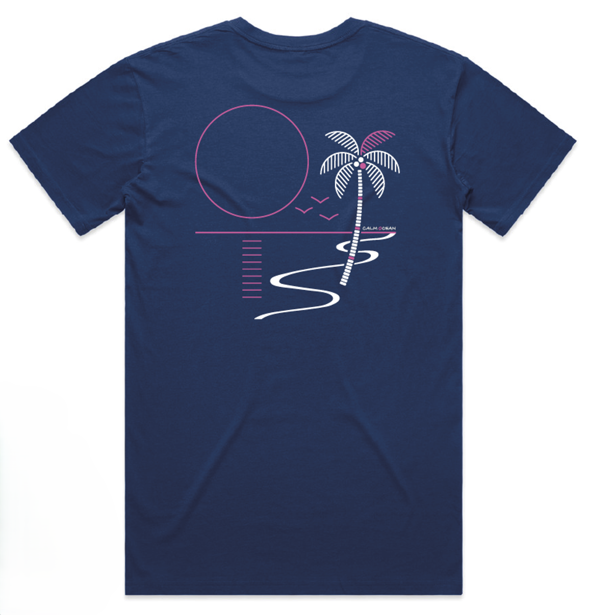 Short Sleeve Tee Shirt - Stairs Design on Cobalt Blue Tee in Pink Design