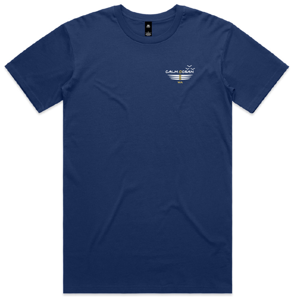 Short Sleeve Tee Shirt - Stairs Design on Cobalt Blue Tee with a Gold Print