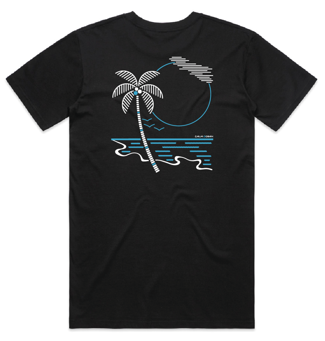 Short Sleeve Tee Shirt - Waves Design in Blue